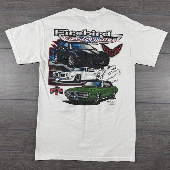 VTG Y2K Pontiac Firebird Transformation Graphic T-Shirt White Mens Small S - Picture 2 of 6